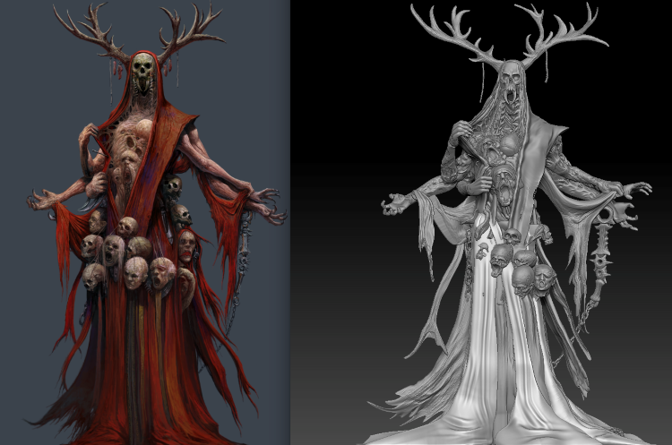 Tom Hush Concept Art vs 3D Art, for Maeltopia Games Company