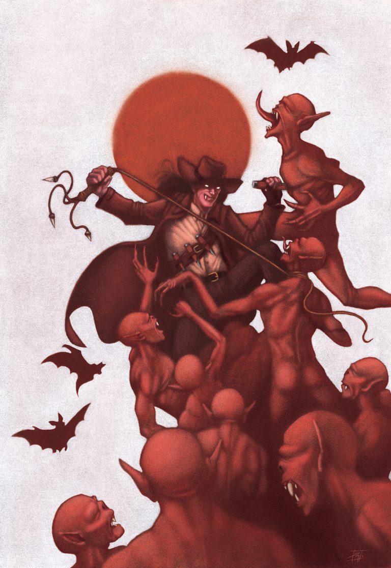 illustration by Gomez with bats and vampires