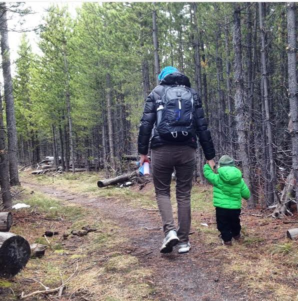 Hiking with my son in Yellowstone National Park